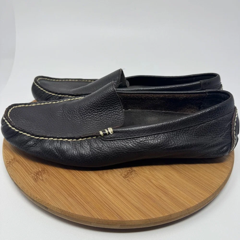 Polo Ralph Lauren Terence Mens 12D Brown Pebbled Leather Driver Loafers